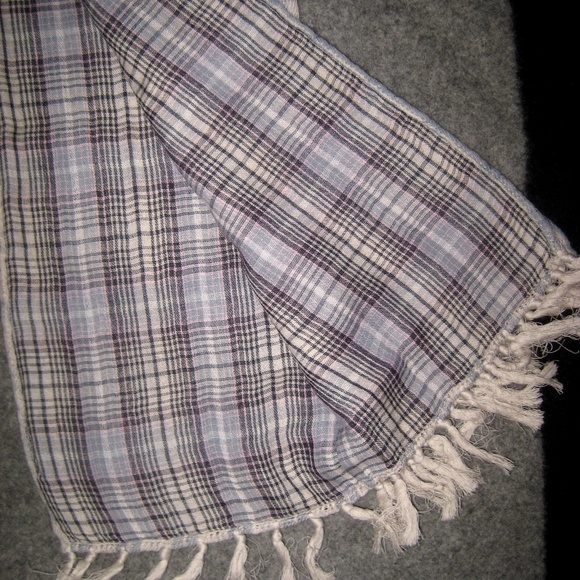 AllSaints Blue Check "Tolley" Scarf All Saints - Picture 3 of 8